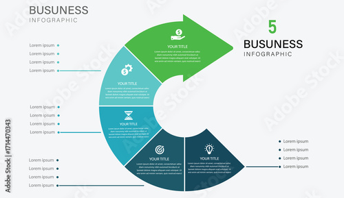5 Step Circular Arrow Business Infographic Template Design