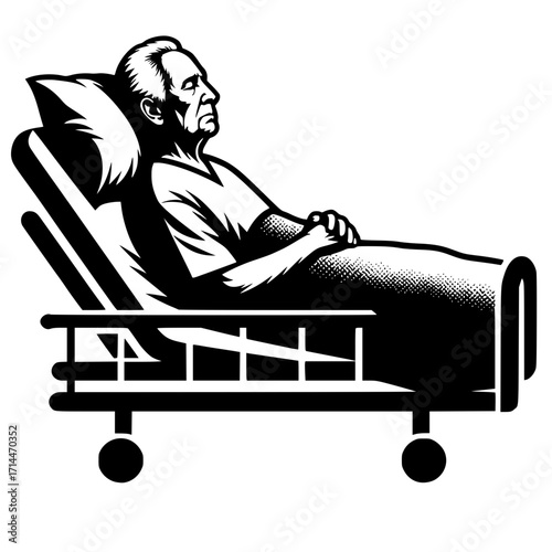 Elderly patient on stretcher image vector illustration