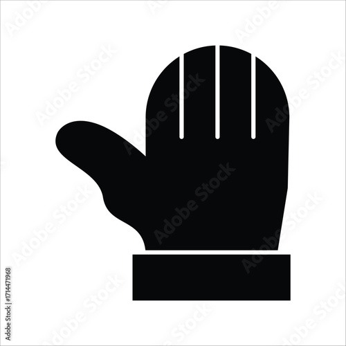 Christmas mittens silhouette, winter cartoon gloves design, icon, symbol. Winter vector illustration isolated on white background.