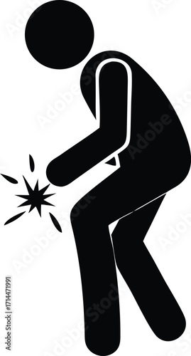 Silhouette of person experiencing sharp pain in knee joint medical icon vector