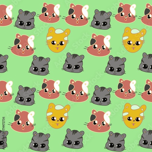 seamless pattern with funny animals cat