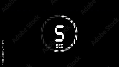 10 second countdown timer animation on black background. Round circle countdown. 4k video.