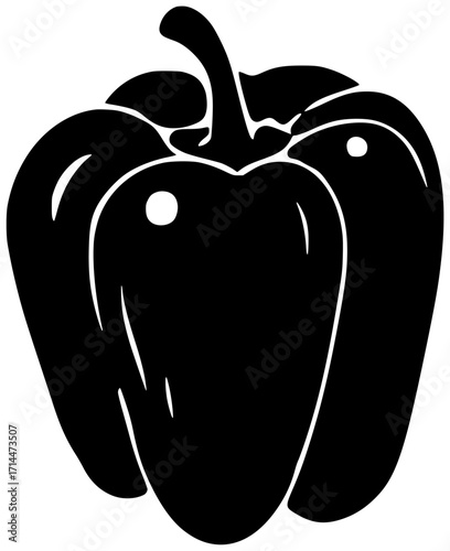vegetable illustration fresh silhouette food logo organic icon capsicum outline red healthy ingredient raw nutrition vegetarian pepper paprika natural shape with vector graphic background