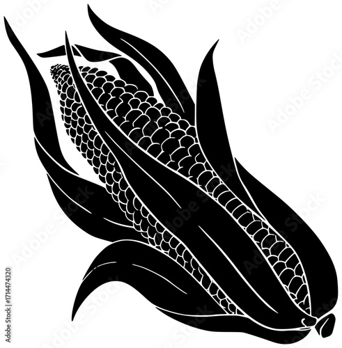corn illustration vegetable silhouette food logo green icon healthy outline vegetarian fresh potato onion harvest agriculture natural diet tomato shape for vector graphic background