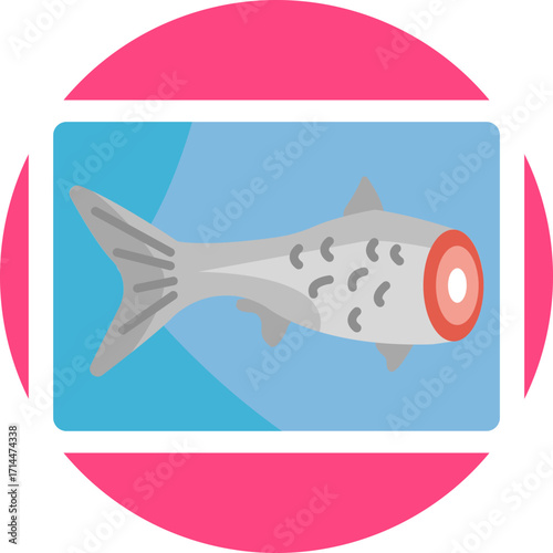 Butcher icon depicting a fish as part of seafood offerings.