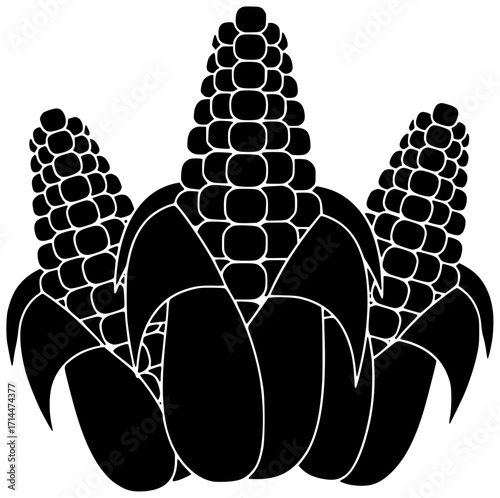 corn illustration vegetable silhouette food logo green icon healthy outline vegetarian fresh potato onion harvest agriculture natural diet tomato shape for vector graphic background