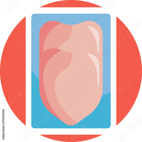 Chicken or meat breast cut – Represents a prime, boneless portion of poultry or meat.