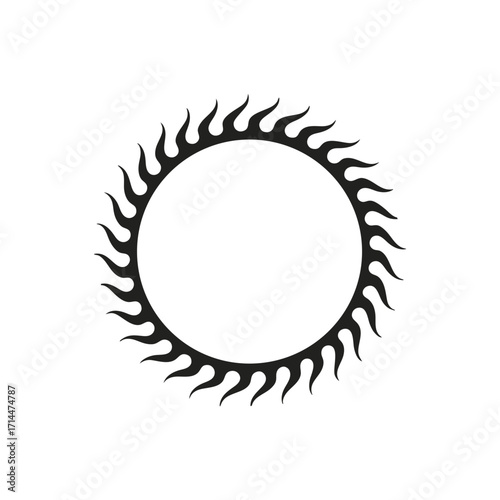 sun flame circle frame vector