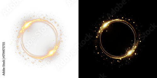Papier peint Golden circle sparkler light effect featuring a transparent background PNG overl