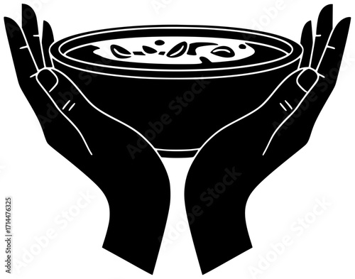 bowl illustration soup silhouette lunch logo dinner icon meal outline dish food vegetable healthy vegetarian cuisine homemade plate fresh shape cooked vector graphic background