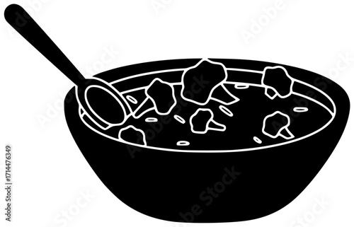 bowl illustration soup silhouette lunch logo dinner icon meal outline dish food vegetable healthy vegetarian cuisine homemade plate fresh shape cooked vector graphic background