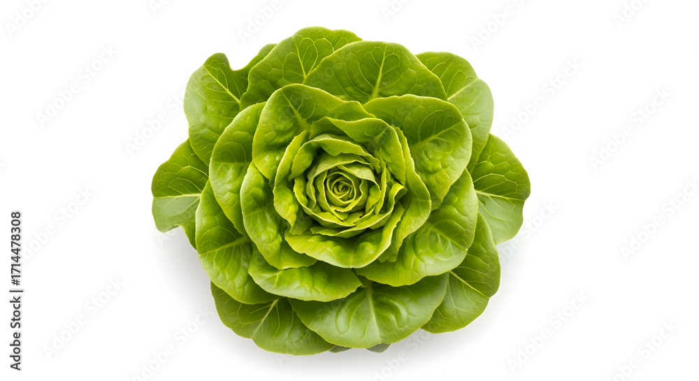 Obraz premium Fresh Butterhead Lettuce Head on White Background.