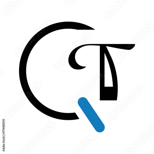 Abstract letter qt logo design.