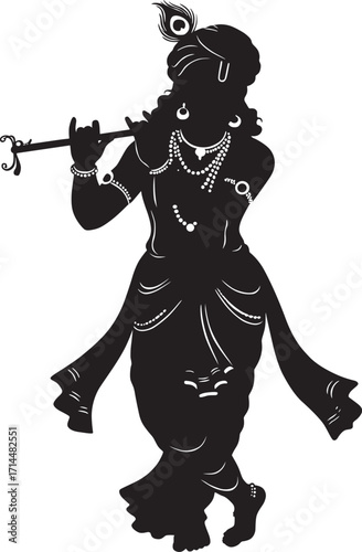 Krishna silhouette icon on white background