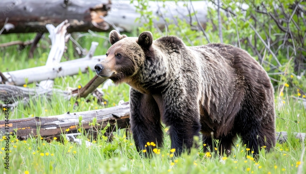 Fototapeta premium Grizzly bear in a meadow