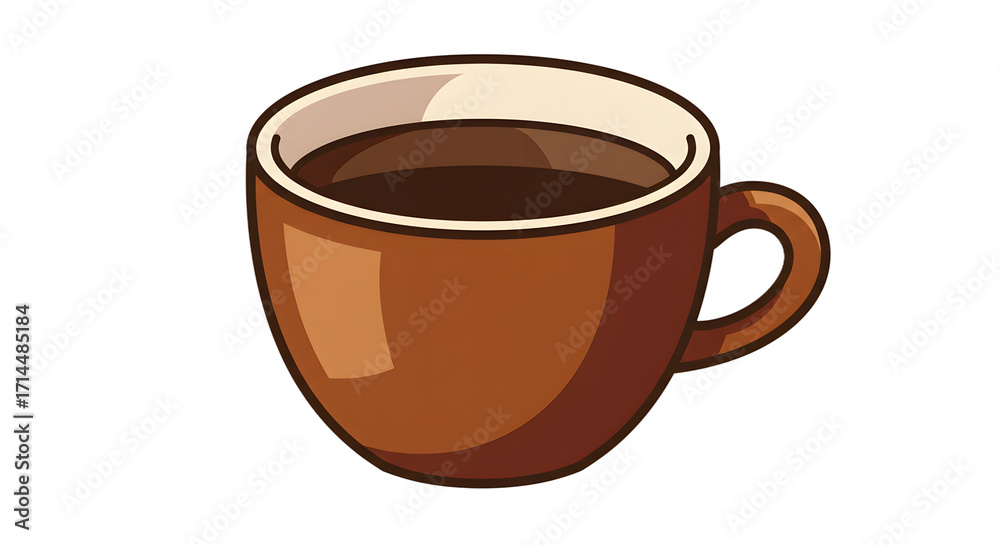 Obraz premium Illustration of a Brown Coffee Mug Filled with Dark Coffee png clear alpha channel cutout isolated on transparent background