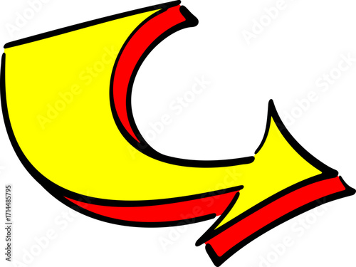 Cartoon Curved Arrow Pointing Illustration