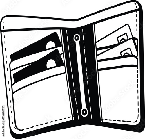 Notebook with pen and pencil sketch illustration