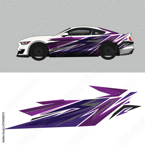 Abstract Geometric Racing Car Wrap Decal Graphic Side View Decoration