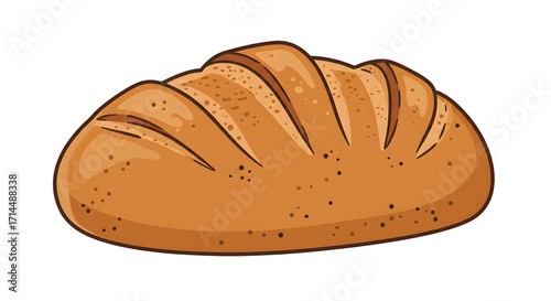 Stylized Loaf of Bread Illustration png clear alpha channel cutout isolated on transparent background