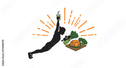 Healthy Lifestyle Choice A Woman Celebrates with a Green Smoothie and Nourishing Food