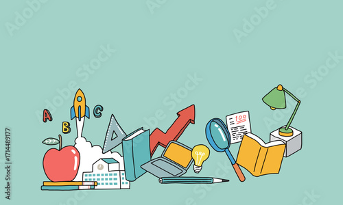 学校・教育モチーフの背景用イラスト