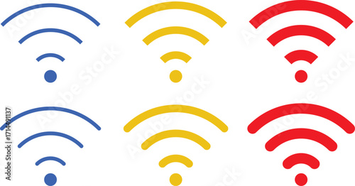 WiFi Signal Strength Icons Set.Wireless internet symbol.Wireless Network Connectivity system