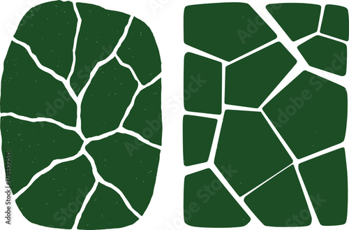 Green Mosaic Stone Tile Pattern Vector Illustration with Irregular Geometric Shapes and Natural Grout Lines