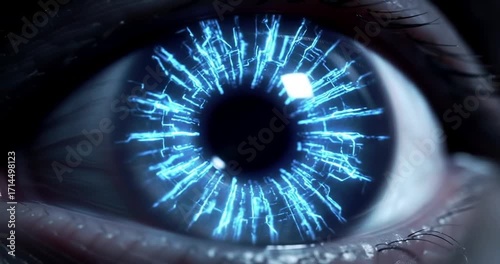Wallpaper Mural Close-up of a futuristic eye with electric sparks Torontodigital.ca