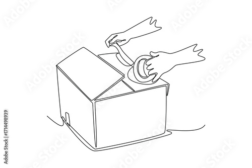 Delivery goods and food concept. Single line draw design. Vector graphic illustration