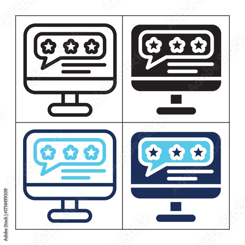 Rating icon set multiple style collection. Style Include outline, solid, dual tone. Vector illustration