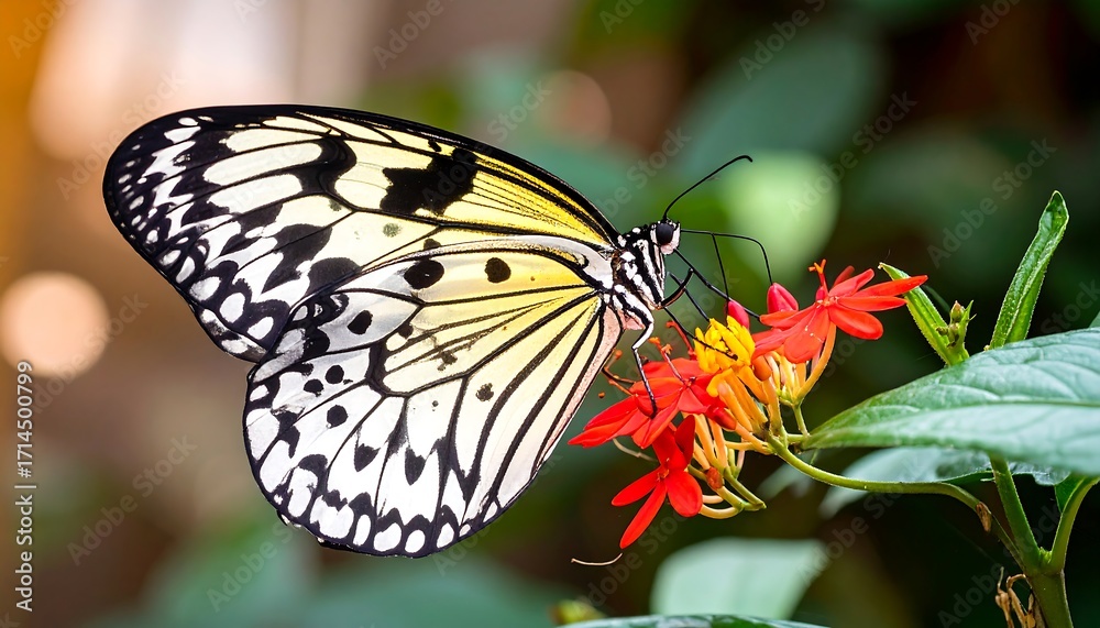 Obraz premium Close-up of a butterfly on a flower (1)