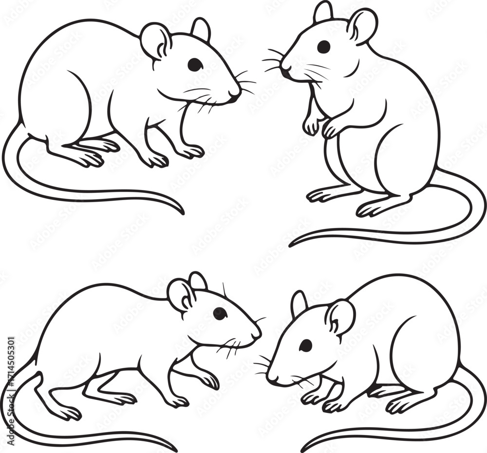 Obraz premium Line art rats