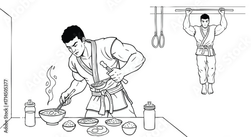 A Martial Artist's Balanced Routine Cooking and Fitness in Harmony