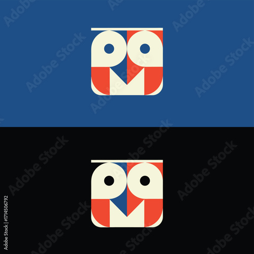 An eyecatching logo featuring a stylized owl with a modern geometric design, rendered in a bold color palette of red, white, and blue, creating a memorable and versatile visual identity for branding