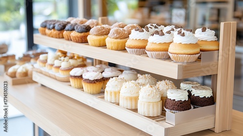 Delicious Cupcakes Displayed on Wooden Stand