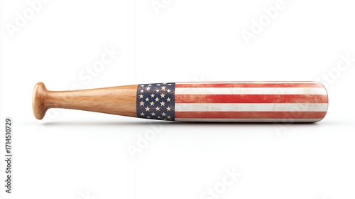Distressed American Flag Baseball Bat on White