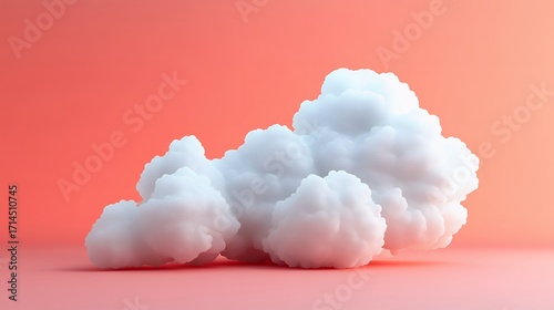 Digital Rendering of Fluffy White Clouds on Coral Pink Background