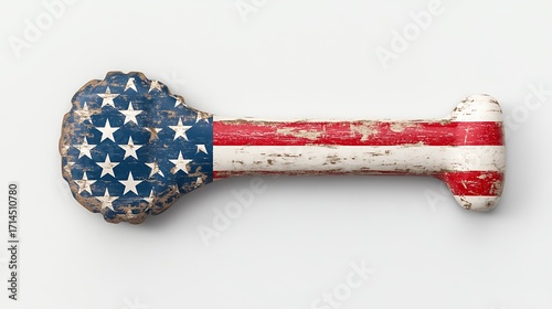 Distressed American Flag Dog Bone Toy on White Background