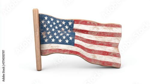 Distressed American Flag on Weathered Wood