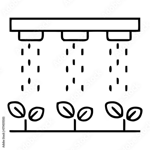 Vertical Farming Line Art Sustainable Agriculture Technology Illustration