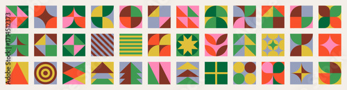 Colorful abstract geometric tiles for holidays and celebrations