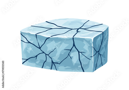 An icy rectangular block with cracks