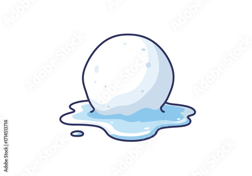 Cartoonish melting snow globe is depicted against a white background