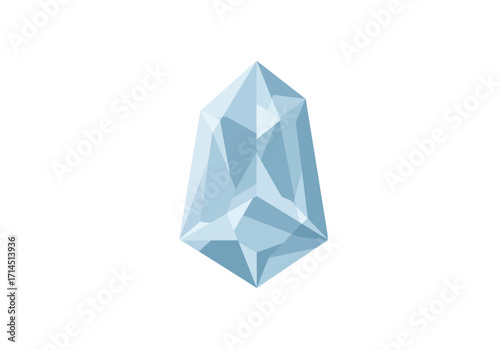 Light blue geometric crystal structure with multiple facets