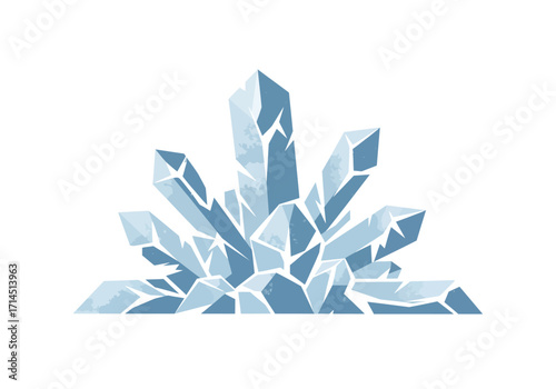 Lightblue crystal formation with pointy edges and textured surfaces