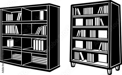 bookshelf with books, Bookshelf vector illustration on white background