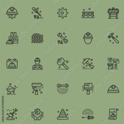 Labor icon set. worker, tools, industry, construction vector.