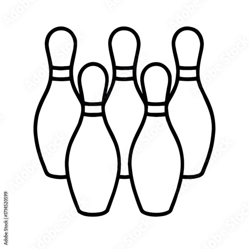 Vector Illustration of Five Bowling Pins - Classic Game Icon