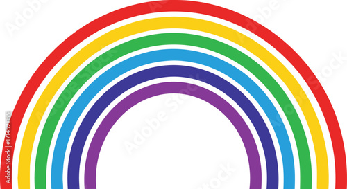 A colorful rainbow with red, orange, yellow, green, blue, indigo, and violet bands, symbolizing hope and diversity